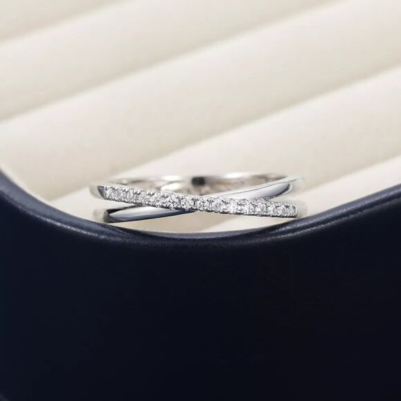 🍂  Trendy Advanced Texture 925 Silver Plated CZ Ring, FB16FA1151 - Picture 3 of 5